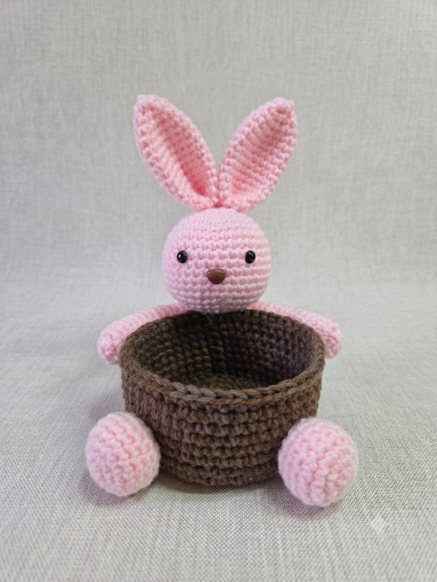 Bunny Trinket Basket — handmade crochet
