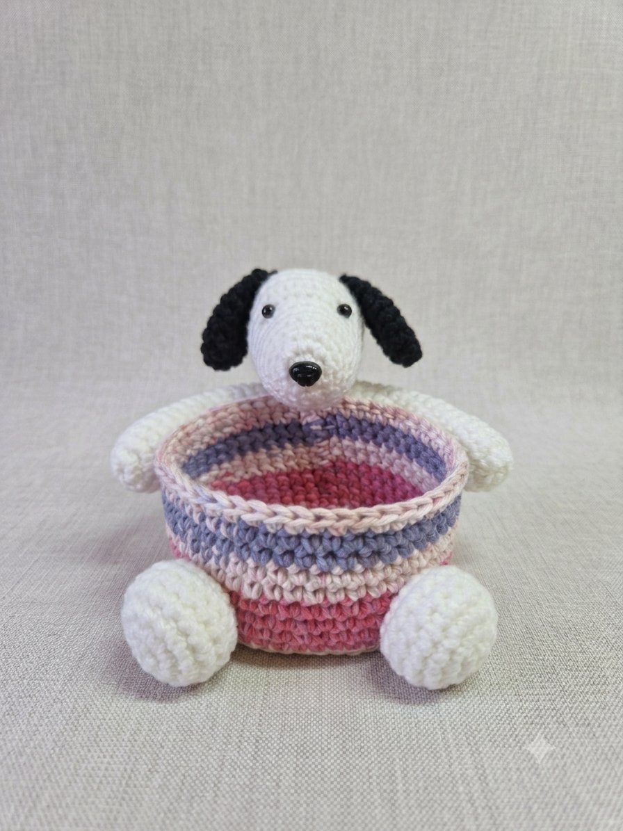 Puppy Trinket Basket — handmade crochet