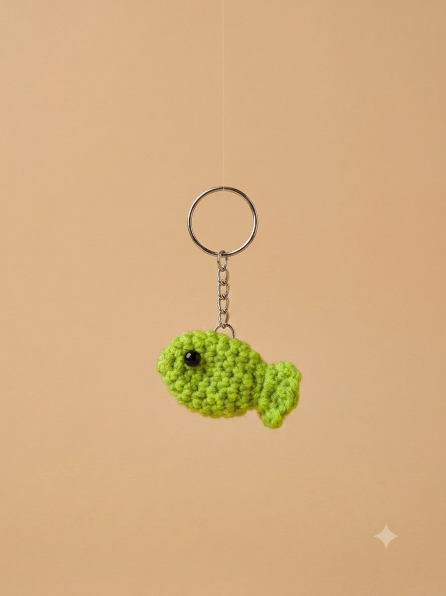 Green Fish Keychain — handmade crochet Keychain by UNIQLYours