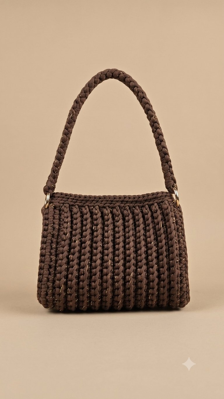 Cocoa & Gold Handbag — handmade crochet by UNIQLYours