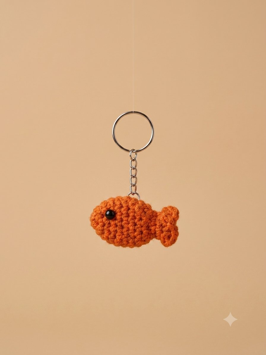 Orange Fish Keychain — handmade crochet by UNIQLYours