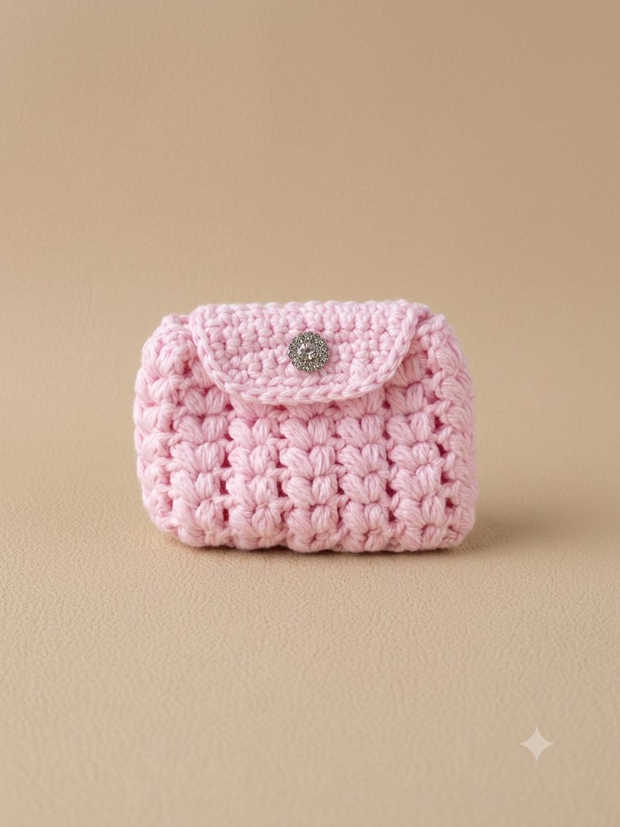 Pink Coin Purse — handmade crochet
