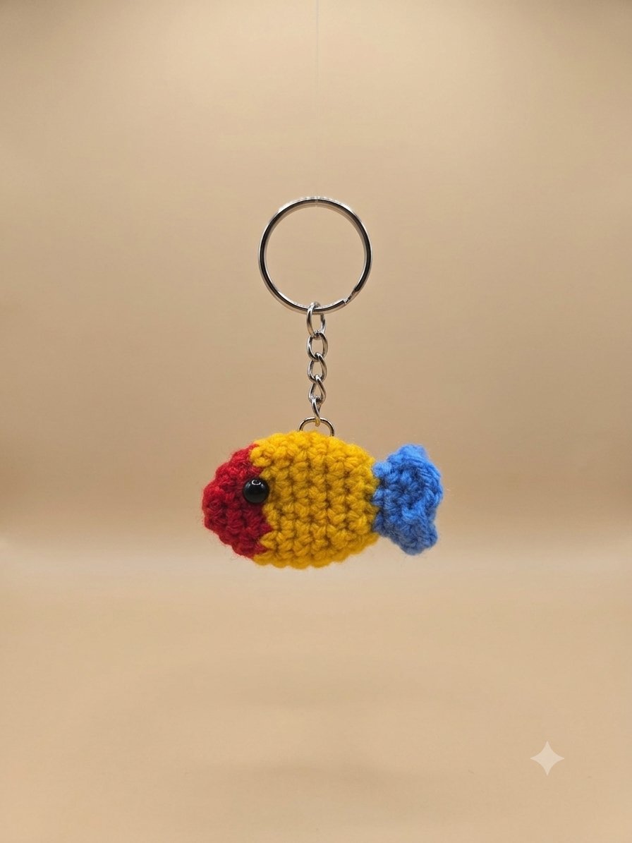 Rainbow Fish Keychain — handmade crochet