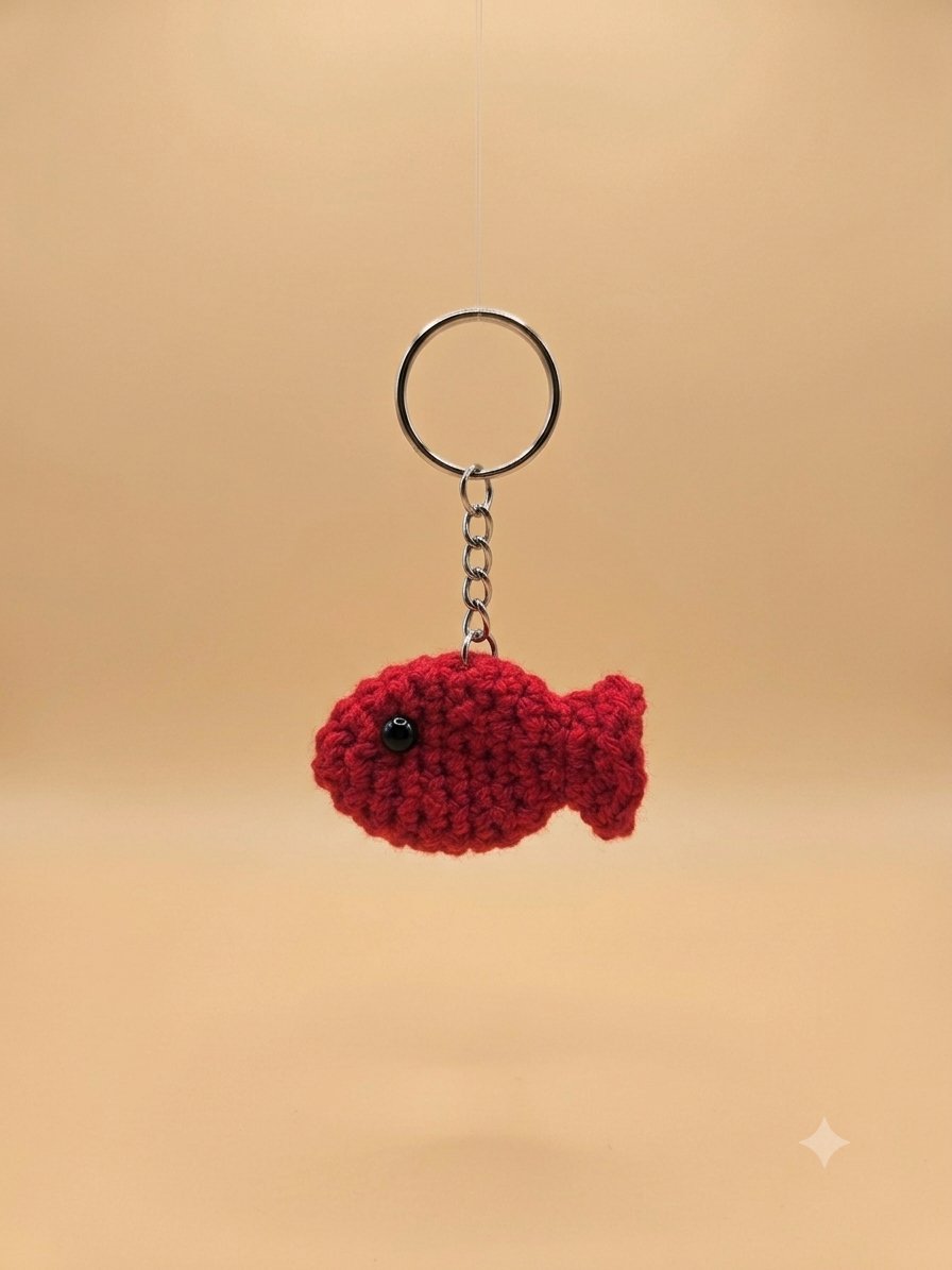 Red Fish Keychain — handmade crochet
