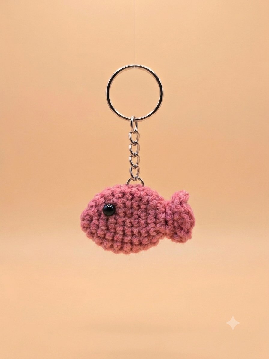 Rose Fish Keychain — handmade crochet by UNIQLYours