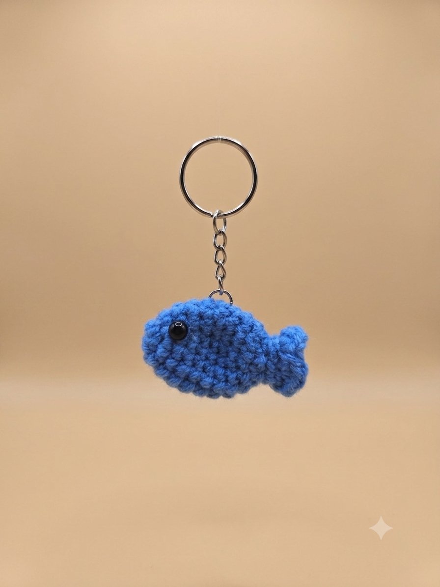 Royal Blue Fish Keychain — handmade crochet Keychain by UNIQLYours