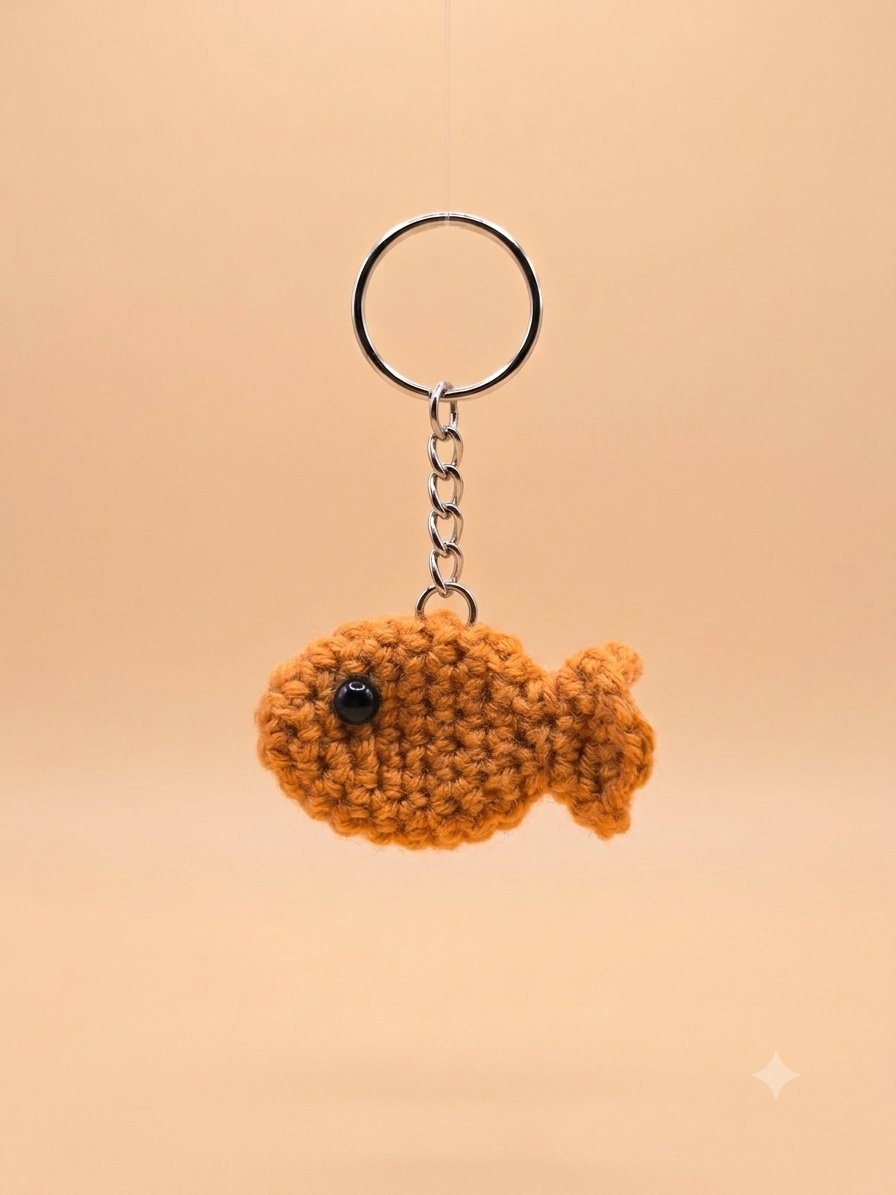 Rust Fish Keychain — handmade crochet