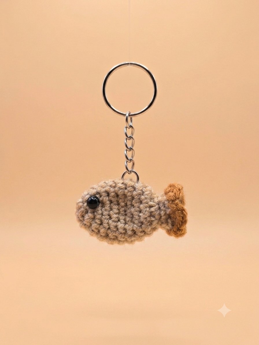 Sandy Fish Keychain — handmade crochet by UNIQLYours