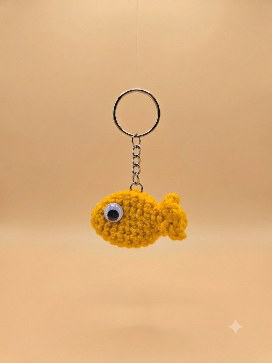Yellow Fish Keychain — handmade crochet Keychain by UNIQLYours